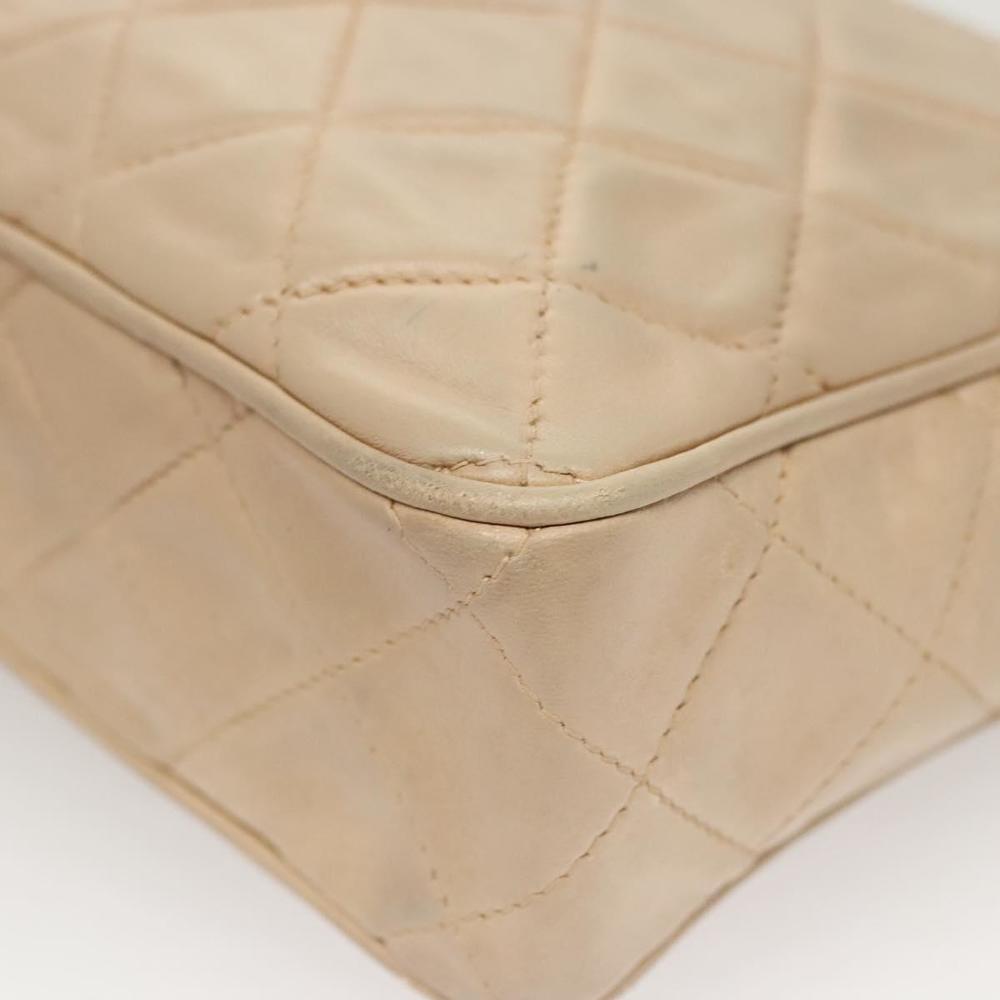 CHANEL Matelasse Chain Shoulder Bag Lamb Skin Beige Gold CC Auth bs26041 - Picture 16 of 16